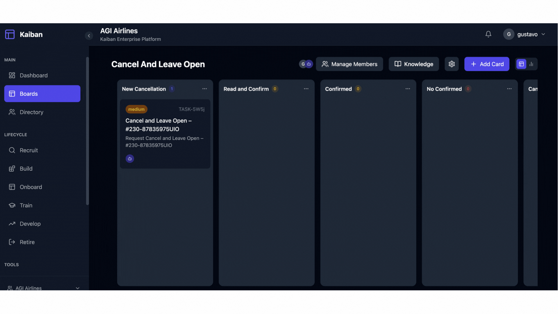 Cancel and Leave Open AI Agent Board Flow